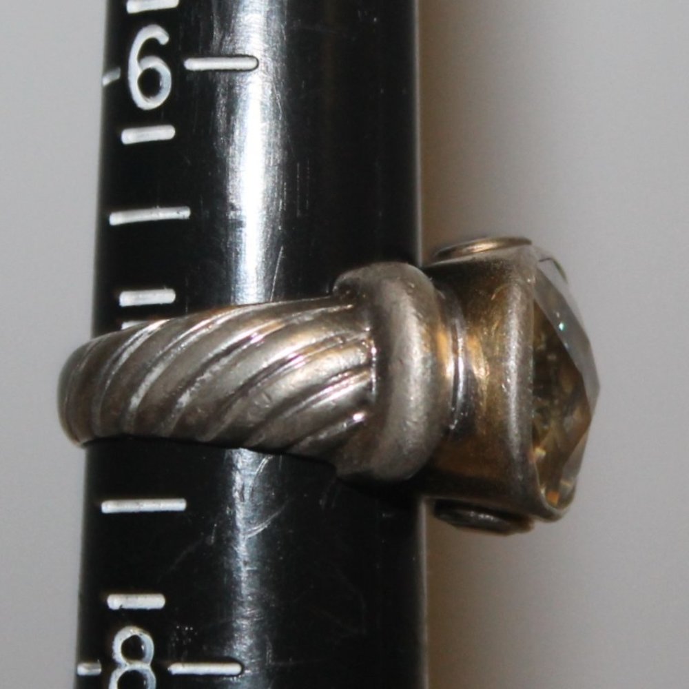2 Tone 925 Sterling Silver Noblesse Cable Band Ring w Stones - Picture 14 of 15